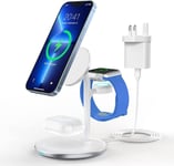 Mag-Safe Wireless Charger Stand,Upgrade 3 in 1 Magnetic Silver