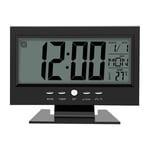GOTOTOP LED Digital Alarm Clock, Portable 6" Sound Sensor Table Desk Alarm Clock with Smart Nightlight/Snooze Time/Date/Temperature for Travel, Bedroom, Office Best Festival Gift(Black)