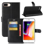 iPhone 8 Plus / 7 - Läder fodral plånbok Svart