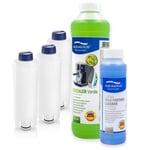Set For Delonghi coffee Machine Water Filter x3, Descaler, Milk Cleaning Liquid