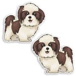 2 x 10cm Shih Tzu Dog Vinyl Stickers - Puppy Cartoon Kids Laptop Sticker #31451 (10cm Wide)