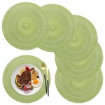 Set med 6 st bordsunderlägg, runda bordsunderlägg i PP-fläta, 36 cm (gröna)