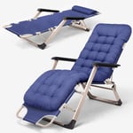AKSHOME Reclining Zero-gravity Recliner, Garden Loungers, Folding Loungers With Thick Cushions, Outdoor Sunbeds, Sun Loungers-Oxford Cloth Blue + Pearl Cotton Sleeping Pad