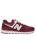 New Balance Mens 574v2 Trainers in red maroon Suede - Size UK 10.5