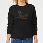 Harry Potter Hedwig Broom Gold Women's Sweatshirt - Black - XS