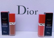 2 XDior Red Lipstick Rouge Ultra Care Liquid 736 Nude & 459 Flower Lip Plumping