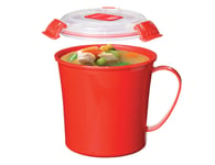 Sistema Red Klip It Microwave Soup To Go Mug 656ml Lunch Work Snack BPA Free