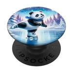 Panda Patin à roulettes sur le lac gelé PopSockets PopGrip Interchangeable