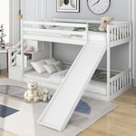 Lit superposé enfant 90x200 cm, avec escalier et toboggan cadre en pin massif lit superposé, lit superposé avec tiroirs de rangement,lit cabane