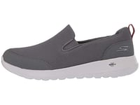 Skechers Men's GO Walk MAX CLINCHED Sneaker, Gray Textile/Burgundy Trim, 7.5 UK