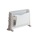 Daewoo 2000W Convector Heater with Turbo Function - 3 Heat Settings, Portable Carry Handle, Adjustable Thermostat & Timer with Fan Setting - White