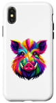 Coque pour iPhone X/XS Colorful Pop Art Wild Pig Hog Hunting Boar Hunter