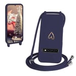 Coque avec Cordon pour Samsung Galaxy S10, CaseLover Coque de Cellulaire Corde Silicone Étui en Motif Coeur avec Réglable Collier Téléphone Chaîne Lanyard Case Housse pour Samsung S10 6.1", Bleu Foncé