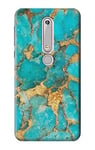 Aqua Turquoise Stone Case Cover For Nokia 6.1, Nokia 6 2018