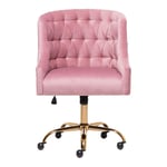 Warmiehomy Velvet Office Chair -Desk Chair Executive Chair Computer Chair Swivel Chair With Pull Point Back For Home Office Pink 63 * 62 * 92cm