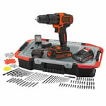 Black and Decker Combi Drill Driver Kit Cordless 18v Lithium-ion Battery