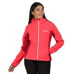 Regatta Women Arec II' Water Repellent Wind Resistant Hooded Stretch Jacket Soft Shell - Neon Pink/Dark Cerise, Size 8
