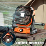 1200mAh 9-Inch Rechargeable Fan Battery Operated Fan Camping Fan with Light