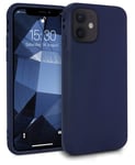 MyGadget Case compatible with Apple iPhone 12 Mini - Cover Ultra Thin TPU - Soft Touch Rubber & Anti-Scratch Shell - Flexible Silicone - Matte Dark Blue