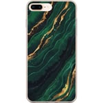 Apple iPhone 8 Plus Genomskinligt Skal Marmor Guld Grön
