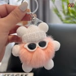 Mini Rex Nyckelring Fluffiga Nyckelringar Prydnadssaker Pom Pom Nyckelring A9