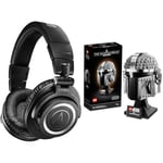 Audio-Technica M50xBT2 Wireless Headphone Black & LEGO 75328 Star Wars The Mandalorian Helmet Buildable Model Kit, Display Collectible Decoration Set