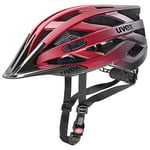 uvex i-vo cc - Lightweight All-Round Bike Helmet for Men & Women - Individual Fit - Upgradeable with an LED Light - Red Black - 52-57 cm