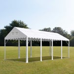 TOOLPORT 4x8 m partytält utan sidoväggar, PVC-presenning,  vit, med bottenram - (1060)