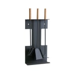 Kamino-Flam set de cheminée 3 pièces - Accessoires de cheminée avec balai/pelle/tisonnier/support mural