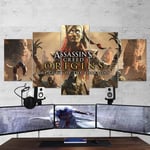 TOPRUN Wall art picture 5 pieces Modern Painting Prints on canvas Assassin's Creed For Living Room Decoration Poster 150 x 80cm Frame