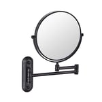Wall Mount Makeup Mirror with 3X/5x Magnification, 360 Degree Swivel, Extendable Arm, Round, No Light, Bathroom and Hotel