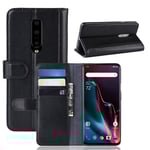 OnePlus 7 Pro Plånboksfodral i Äkta Läder, Svart