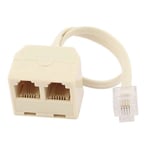 RJ11 6P4C Han till Hona 2-vägs Uttag Telefonjack Linjedelare Adapter