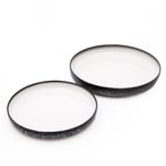 Granite Porcelain Serveware Set with 2x High-Rim Platters, 28cm and 33cm - Caviar