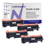 TONERMEDIA - x4 Toner Brother TN-2420 TN2410 compatibles (4 Noir)