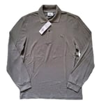 LACOSTE Polo Shirt Long Sleeved Mens S Lacoste Size 3 Grey - New With Tags 