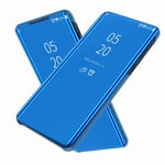 FanTing Case for Xiaomi Redmi Note 9S，Mirrored flip smart translucent case with automatic switch for Xiaomi Redmi Note 9S-Blue