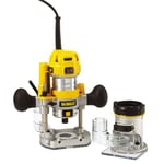 DEWALT D26204K-GB Premium Plunge & Fixed Base Router Combination, 900 W, 240 V, Yellow/Black, 1/4 Inch (8 mm), Set of 9 Pieces