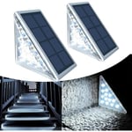 Lot De 2 Lampes Solaires Pour Marches - Lumière Blanche Froide - Éclairage Solaire Pour Escalier Extérieur - Ip67 - Étanche