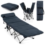 Tältsäng hopfällbar campingsäng med madrass 185 cm x 65 cm x 41-53 cm blå