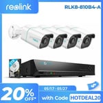 Reolink RLK8-810B4-A 4K 8CH 2TB HDD NVR Outdoor PoE CCTV Security Camera System