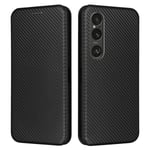 SKALO Sony Xperia 1 VI Carbon Fiber Plånboksfodral - Svart Svart