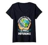 Womens Everyday is a Chance to Make a Difference | Nature Earth Day V-Neck T-Shirt