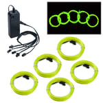 COVVY EL Wire Neon Lights Kit with Portable AA Battery Pack for Burning Man’s Day Halloween Christmas Party Decoration 5 * 1 Meter Glowing Strobing Flashing Electroluminescent Wire (Green)