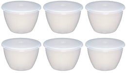 6 x Kitchen Craft 1 Pint Plastic Pudding Bowls Steaming Basins & Lids - 570 ml