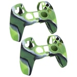 125 Gamepad Protective Cover,2Pcs Gamepad Protective Cover Camouflage Silicone Case Skin,for PS5 Game Controller,Dust-proof Sweat-proof,Soft and Comfortable(Green)