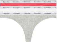 Calvin Klein Women's 3 Pack Thong (Low-Rise) 000QD5209E, Multicolour (Azalea/White/Grey Heather), XS