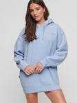 Superdry Essential Logo Oversized Hoodie Dress - Blue, Blue, Size 6-8, Women