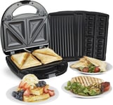 Vonshef Waffle Maker 3 in 1 – Sandwich Toaster, Panini Press, Waffle Iron with N