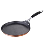 Bergner BGIC-1101 Crepe and Pancake Pan, 24 cm | Quantanium Multi-Coat Non-Stick Coating | Copper | Silicone Handle | Forged Aluminium, Bronze